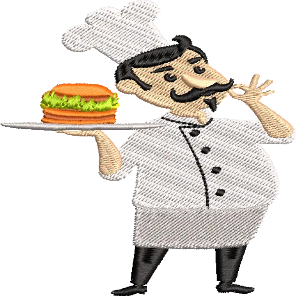 cartoon chef fast food embroidery