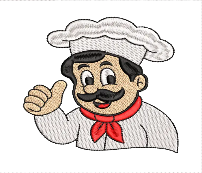 Chef Cooking Cartoon  Embroidery Design