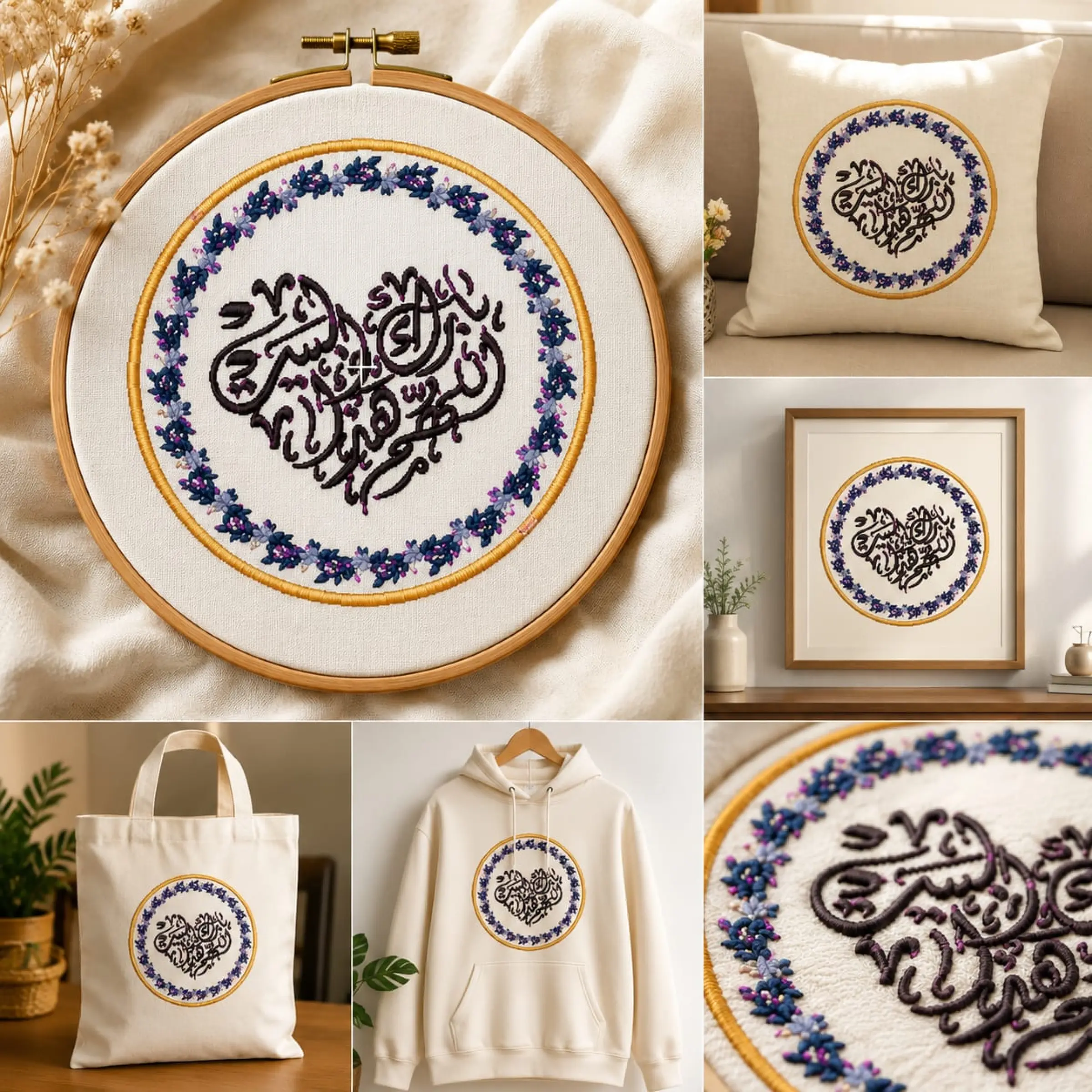 Elegant Floral Arabic Calligraphy Embroidery Design EMB DST / WilcomStock