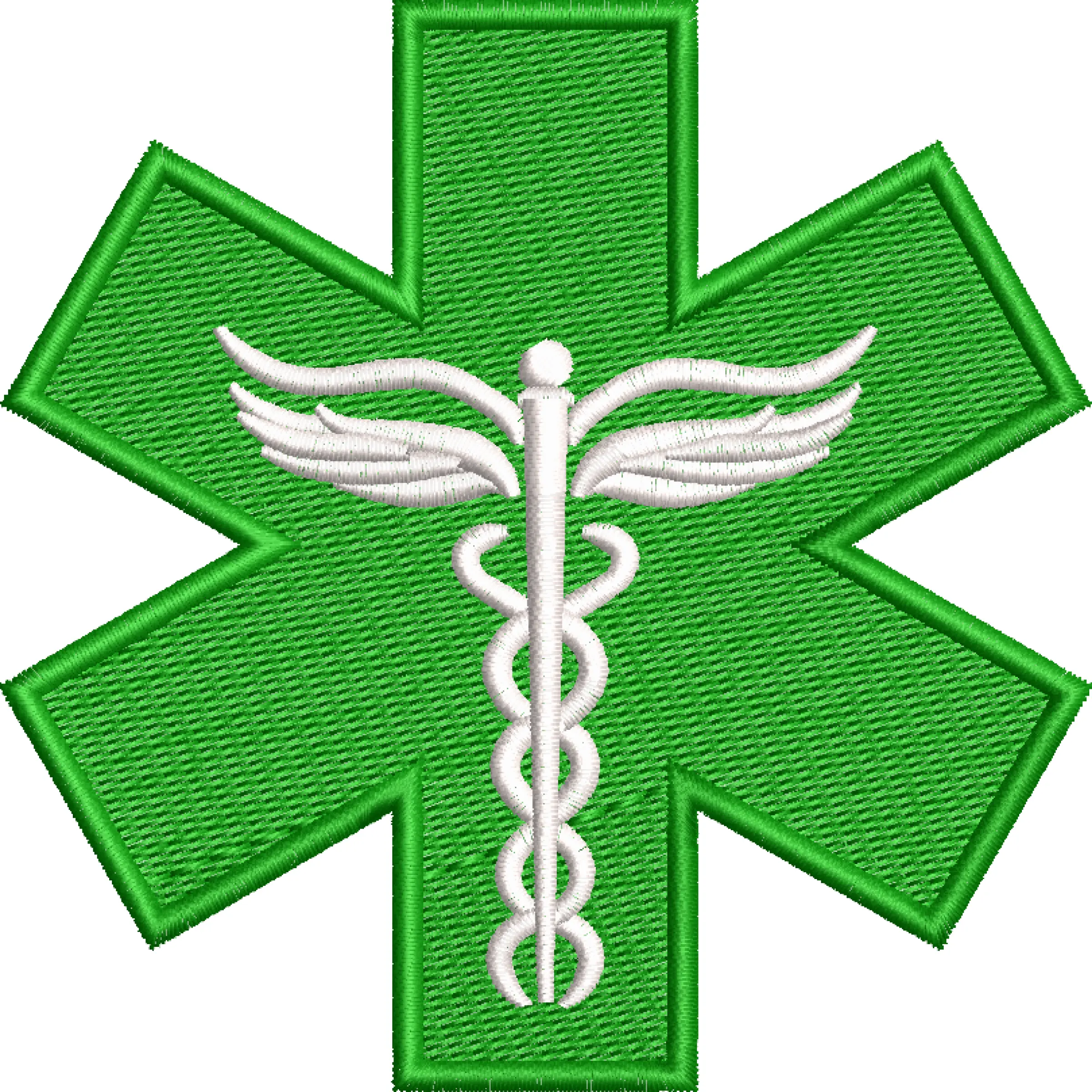Emergency star  medical symbol embroidery designs Green snake | Wilcomstock
