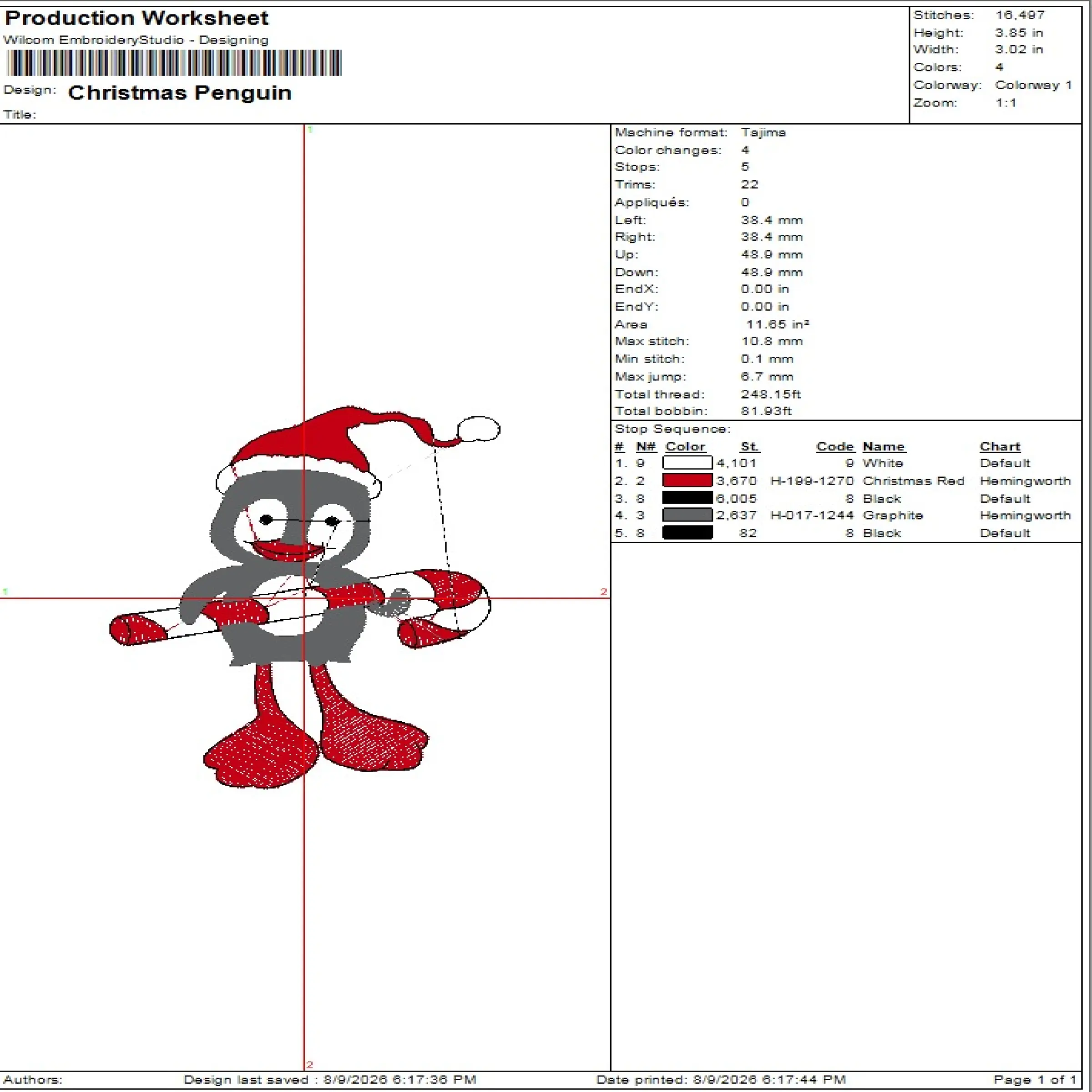 Christmas Penguin Embroidery Design free | Wilcomstock